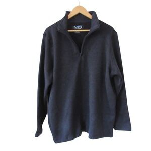 Mack Russo Mens Quarter Zip Navy Pullover XL Mock Neck Long Sleeves Classic
